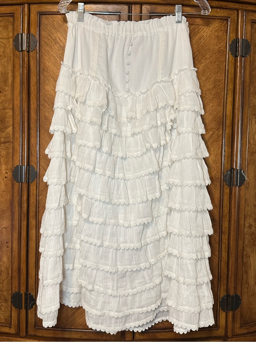 Amy Jane London Anastasia White Tiered Eyelet Ruffle Midi Skirt S Cottagecore - Picture 2 of 13